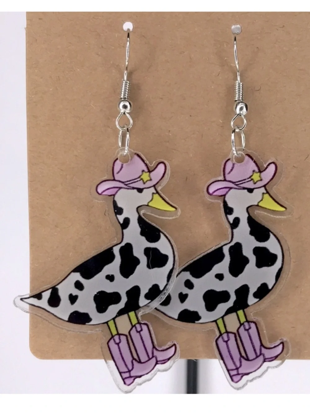 Cowgirl Duck Earrings in Black and Purple Fashion Jewelry